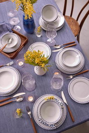 Hermia Juego de Cena de Porcelana 24 Piezas Azul, NNLB24Y28851021